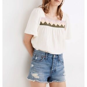 Madewell Women's Relaxed Denim Shorts in Homecrest Wash: Ripped Edition Size 30